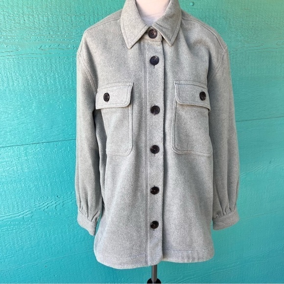FREE ASSEMBLY SOFT WOOL BLEND SAGE GREEN SHACKET SIZE XL EUC - Picture 2 of 14